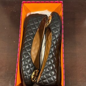 Tory Burch Black Quilted Flats